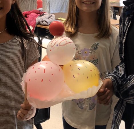 ehalbis's tweet image. We read Balloons Over Broadway by Melissa Sweet today, and students made their own creative floats for the Macy’s Thanksgiving Day Parade! This sundae was my favorite! 😍🦃🎈🍦