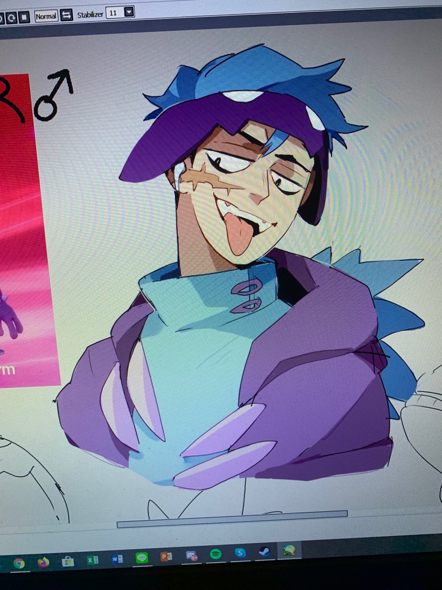 I haven’t been able to draw much lately so I’ve been working on this boi on/off, but I’m making a gijinka of my Toxtricity and I already love him to bits....ref sheet hopefully soon so I can commission him 😔