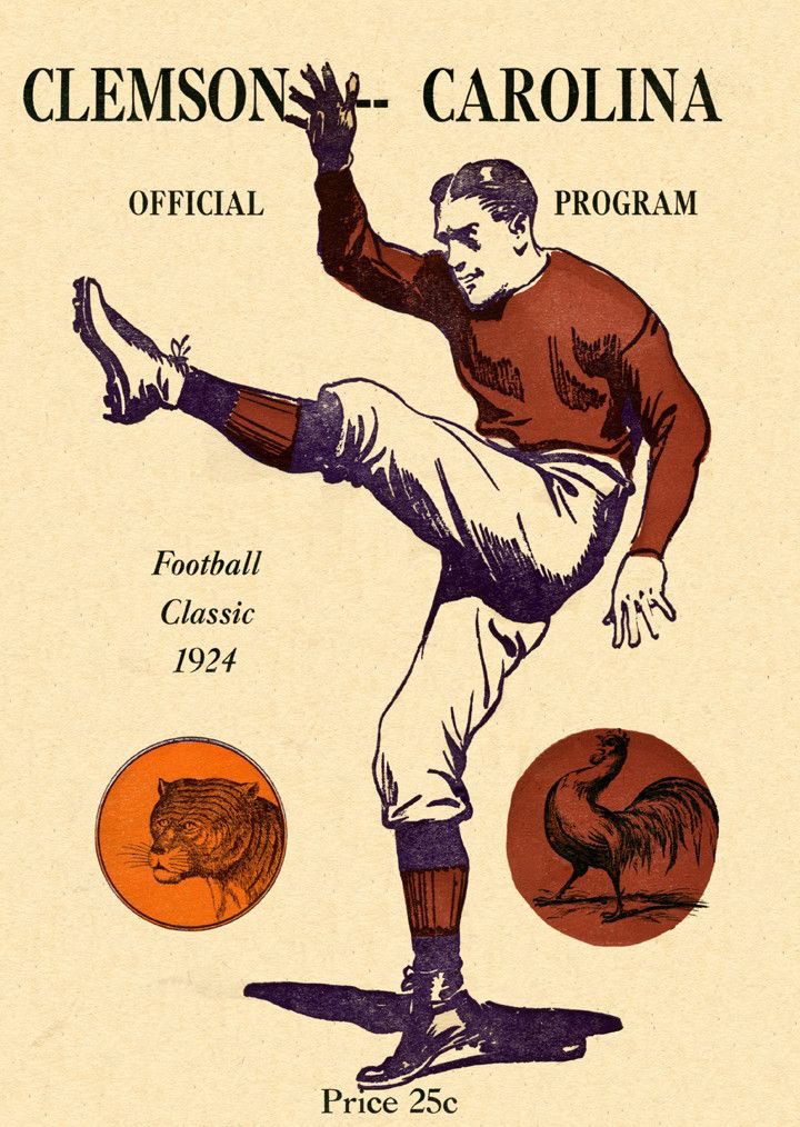 This is the 1924 program cover. In design, it’s minimalist but that’s what makes it so classic. Ironically, Clemson lost this game by a field goal 3-0.