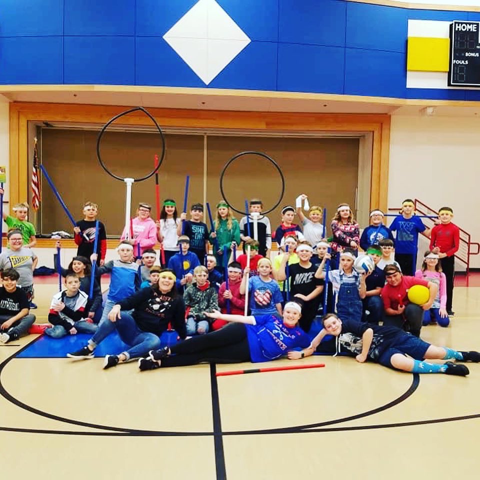 5thGarfield402's tweet photo. We got to play some quidditch today!! Thanks to Cassidy from the KU Quidditch team for teaching our kids how to play!! #futurequidditchplayers @Garfield402 https://t.co/Xr7IhQxwFx