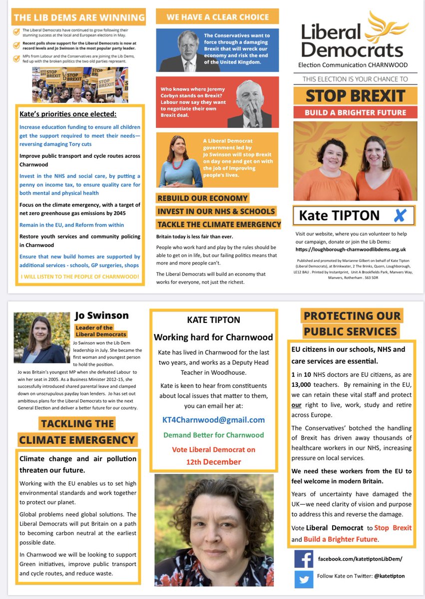 For those in #Charnwood who haven’t received my election address for #GE2019 yet, here is a screenshot.