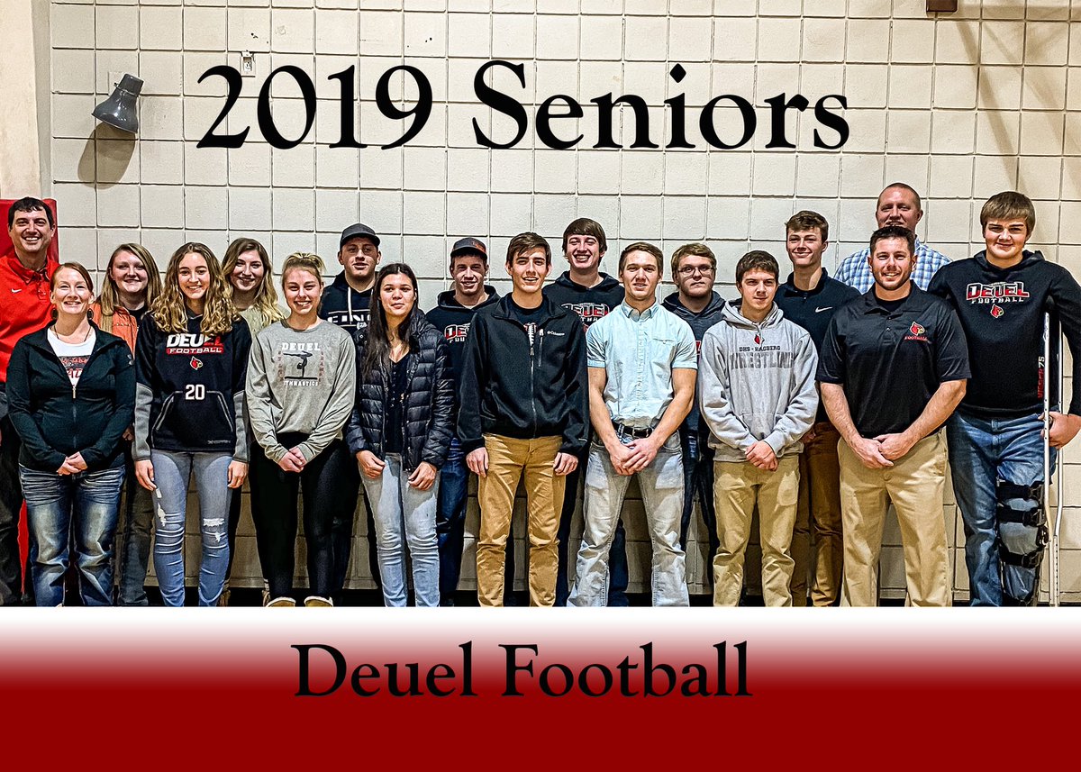 DeuelFootball's tweet photo. Here are your 2019 Cardinal All-State members, Region 2 and ECC conference Coach of the Year, and our Senior family members! @CarterHoffman_7 @StoltyLogan @Nickkasten55 @dbrandt84 @DustyHourigan #greattimetobeacardinal https://t.co/GH5MQQleue