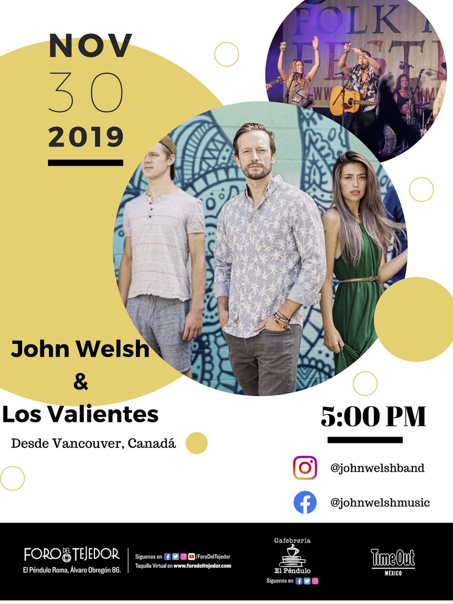 Este sábado <a href="/JohnWelshBand/">John Welsh & Los Valientes</a> y Los Valientes en el <a href="/ForodelTejedor/">Foro del Tejedor</a> - bit.ly/33pExFg