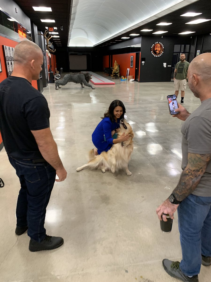 TulsiGabbard's tweet photo. Thank you @joerogan @jockowillink! Great conversation. Check it out, folks. Listen/watch and share! https://t.co/pYzMRLlPXw #Tulsi2020 https://t.co/ODgVXUNuBL
