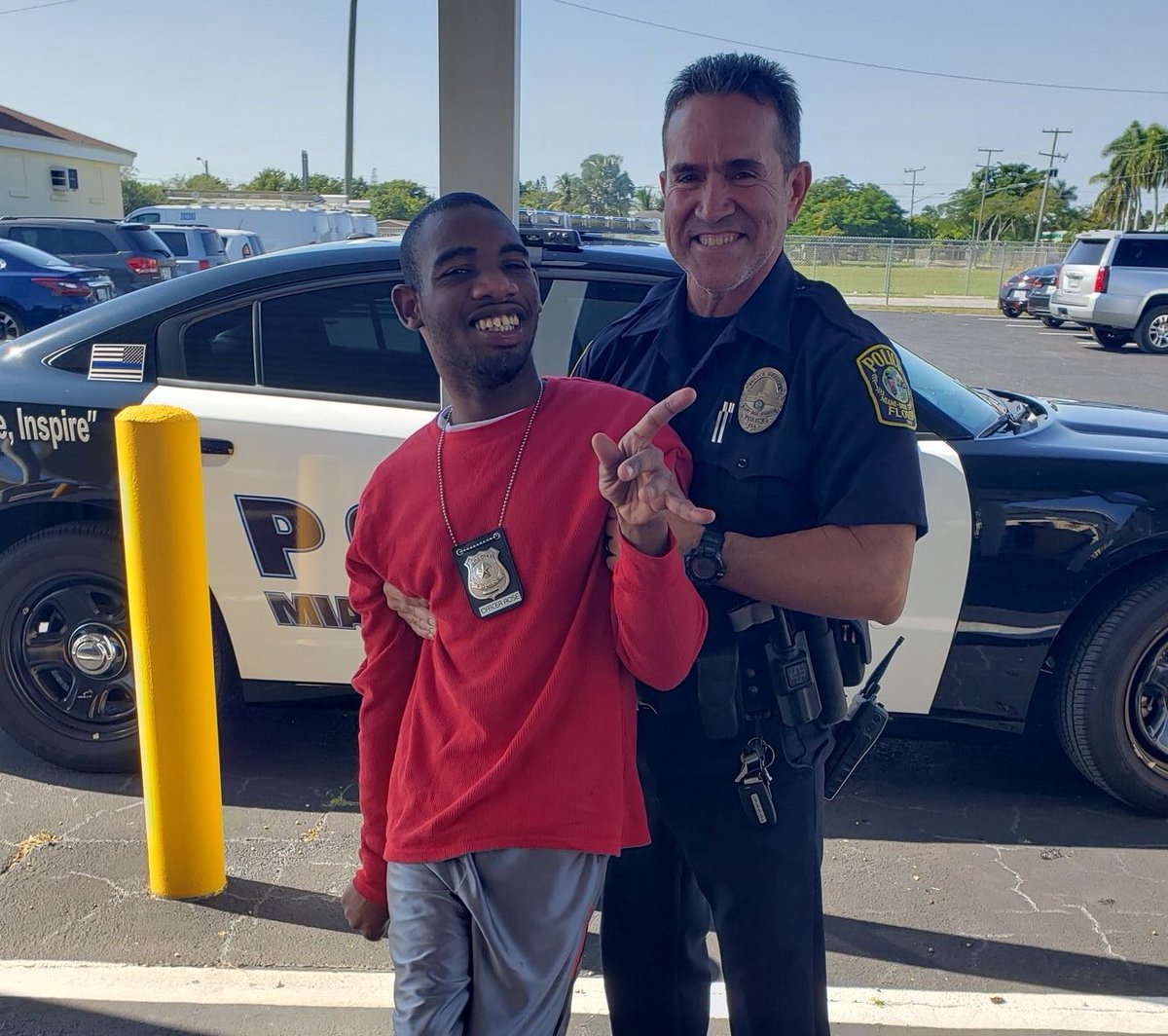 Ofc. Sanchez makes Josh an honorary SRO today <a href="/NKCPrincipal/">NevaKingCooperEdCntr</a> - We are grateful for the opportunity to inspire <a href="/MDCPS/">Miami-Dade Schools</a> students everyday!