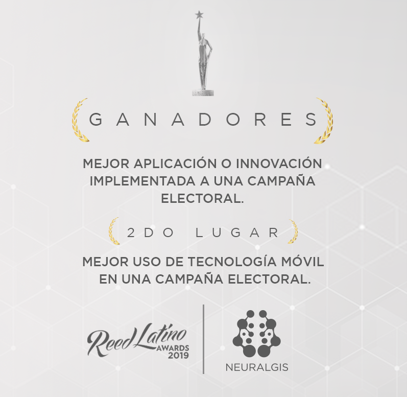 NeuralgisLab's tweet photo. Nos sentimos orgullosos de haber sido galardonados con el premio a la Mejor aplicación o innovación digital implementada a una campaña electoral por los @ReedLatino

Seguiremos trabajando para que las neurociencias sean parte esencial en las campañas políticas. 
#ReedLatino2019 https://t.co/FgvulQtxUL