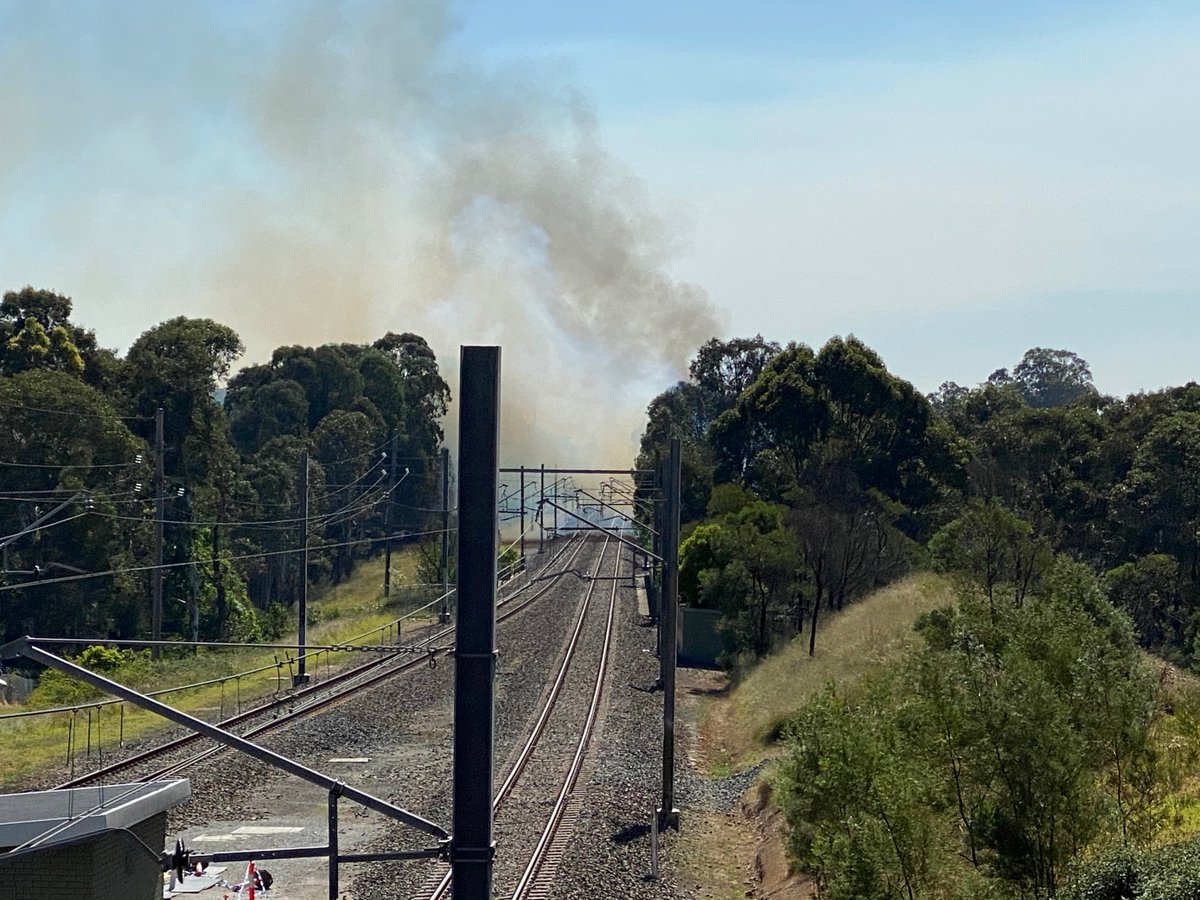 T8SydneyTrains's tweet photo. Fire and Rescue NSW @FRNSW are currently on-site.

Bus companies are being contacted to source rail replacement bus services. 

Please continue to listen out for announcements &amp; use real-time apps to check the status of your service. https://t.co/jGUcvB6DR9