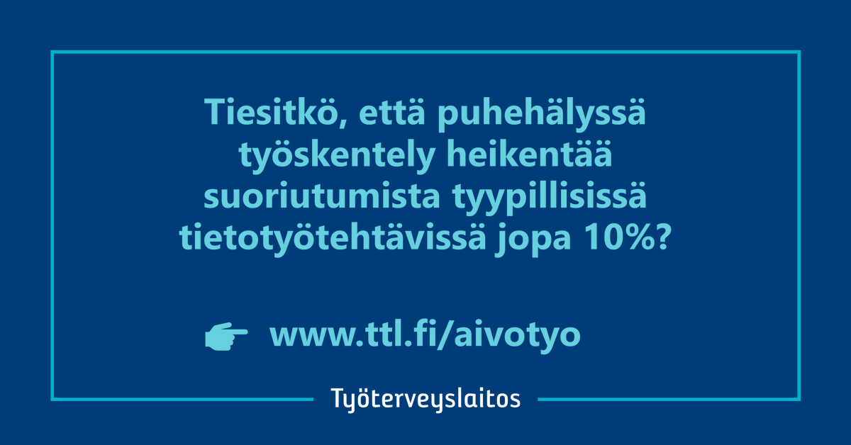 Kaipaatko fiksumpaa työelämää? Tervetuloa Aivojen elvytysiltaan Tiedekulmaan to 28.11.2019! Puhumassa mm. johtava tutkijamme <a href="/VirpiKalakoski/">Virpi Kalakoski</a>. 

helsinki.fi/fi/tiedekulma/…

#työelämä #aivotyö #kognitiivinenergonomia <a href="/tiedekulma/">Tiedekulma</a>