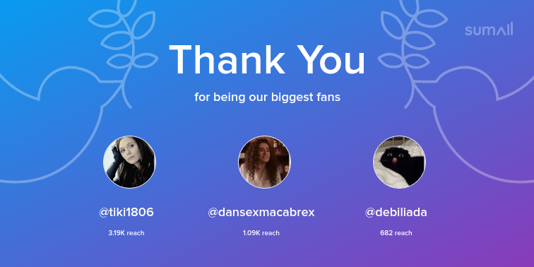 davidtent_'s tweet photo. Our biggest fans this week: tiki1806, dansexmacabrex, debiliada. Thank you! via https://t.co/qJATIjpMBD https://t.co/b6Z7LU9tCS