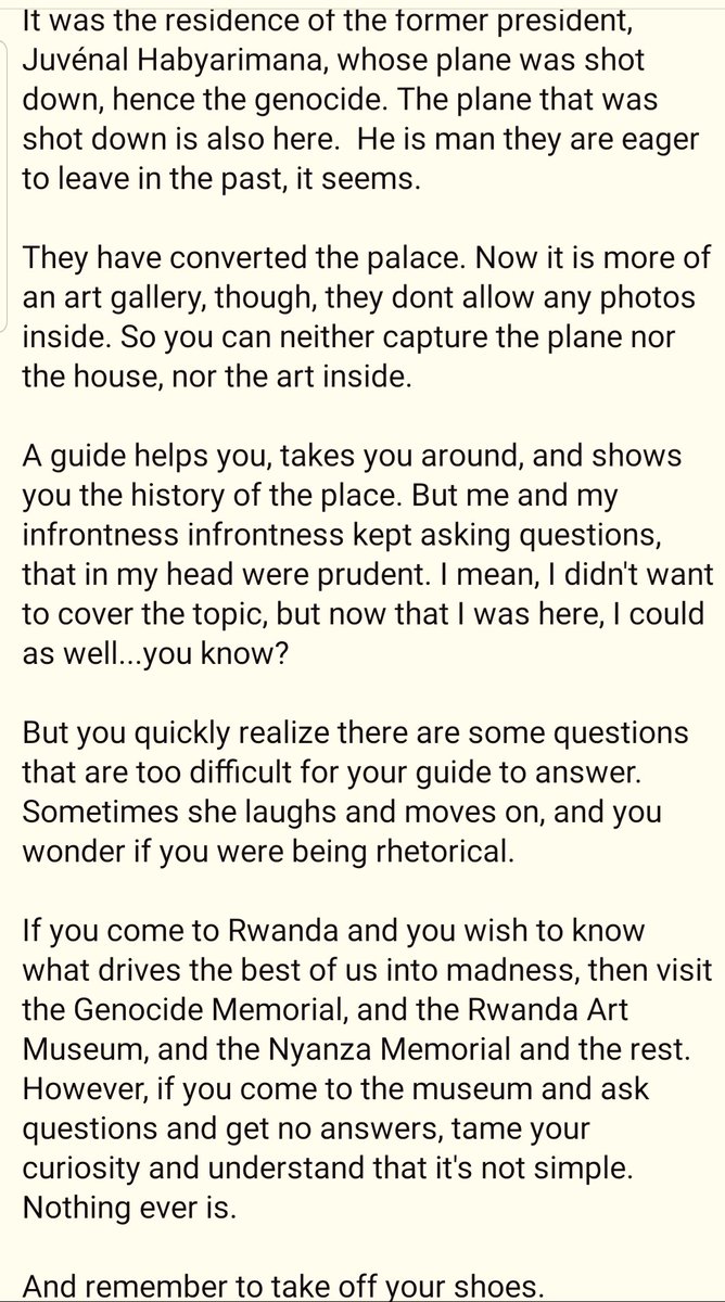 No photos are allowed in the Museum. You take off your shoes before you get in to preserve the floor. Read all about it in the screenshot. #JambojetinRwanda
