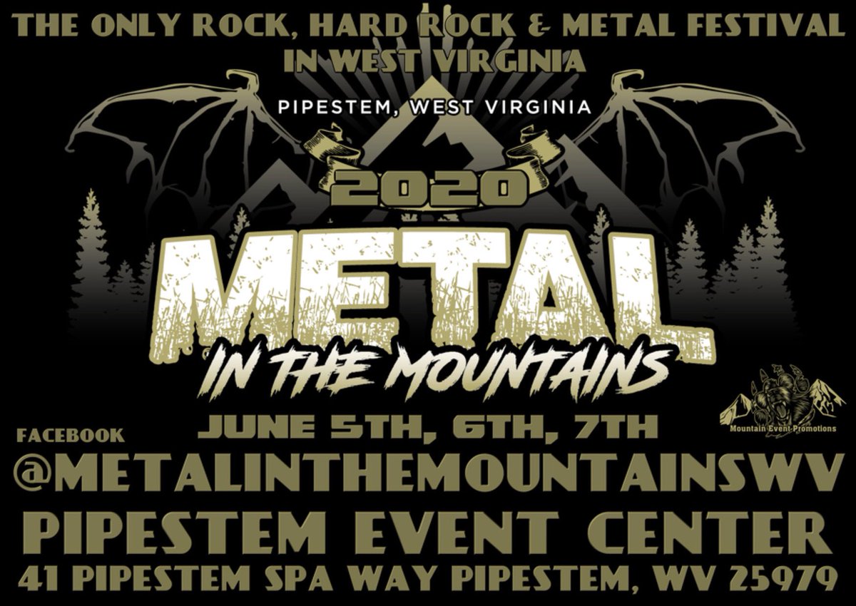 MITMWV's tweet photo. #mitm2020
#metalinthemountains 
#mountaineventpromotions 
#coenthebutcher
#salohcinclothing 
#rockrageradio 
#curtaincallradio 
#attila 
#sunflowerdeadband 
#monsterdolls 
#blackfriday 
#showclix https://t.co/eNBqqFoLJT