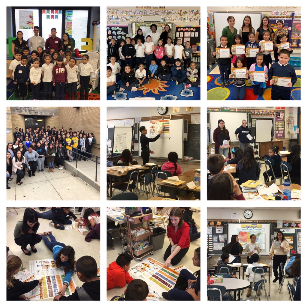 Great day at #d83spartens with 62 #leydenpride High School Heroes teaching <a href="/JAChicago/">JA of Chicago</a> programs about #finlit and #busedu to K - 4th graders at Scott School. Thanks for having us.