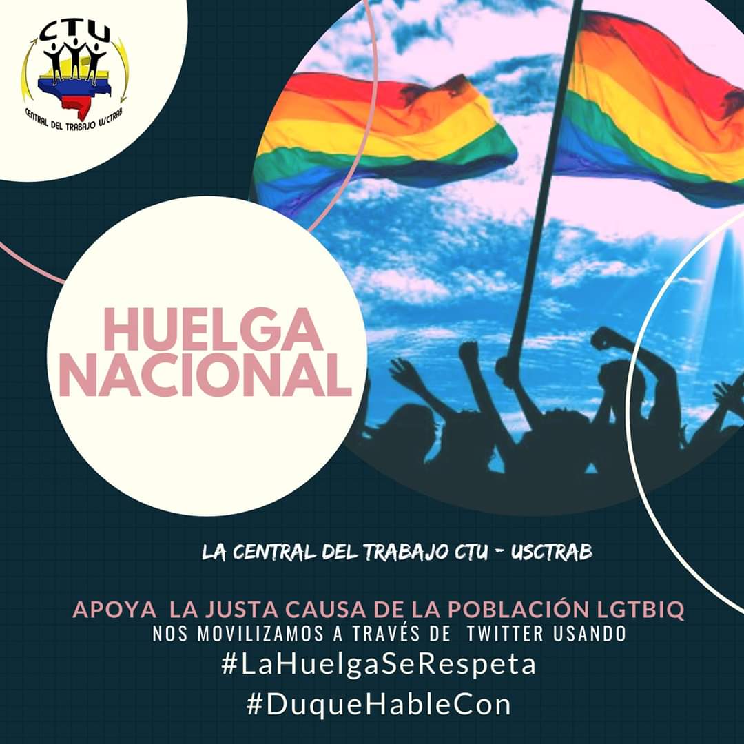 usctrab's tweet photo. La Huelga continúa por el respeto a los trabajadores y  trabajadoras, una verdadera transformación parte cuando se escucha todos los sectores.#DuqueHableCon @usctrab #LaHuelgaSeRespeta https://t.co/rEaDJ6HCWG