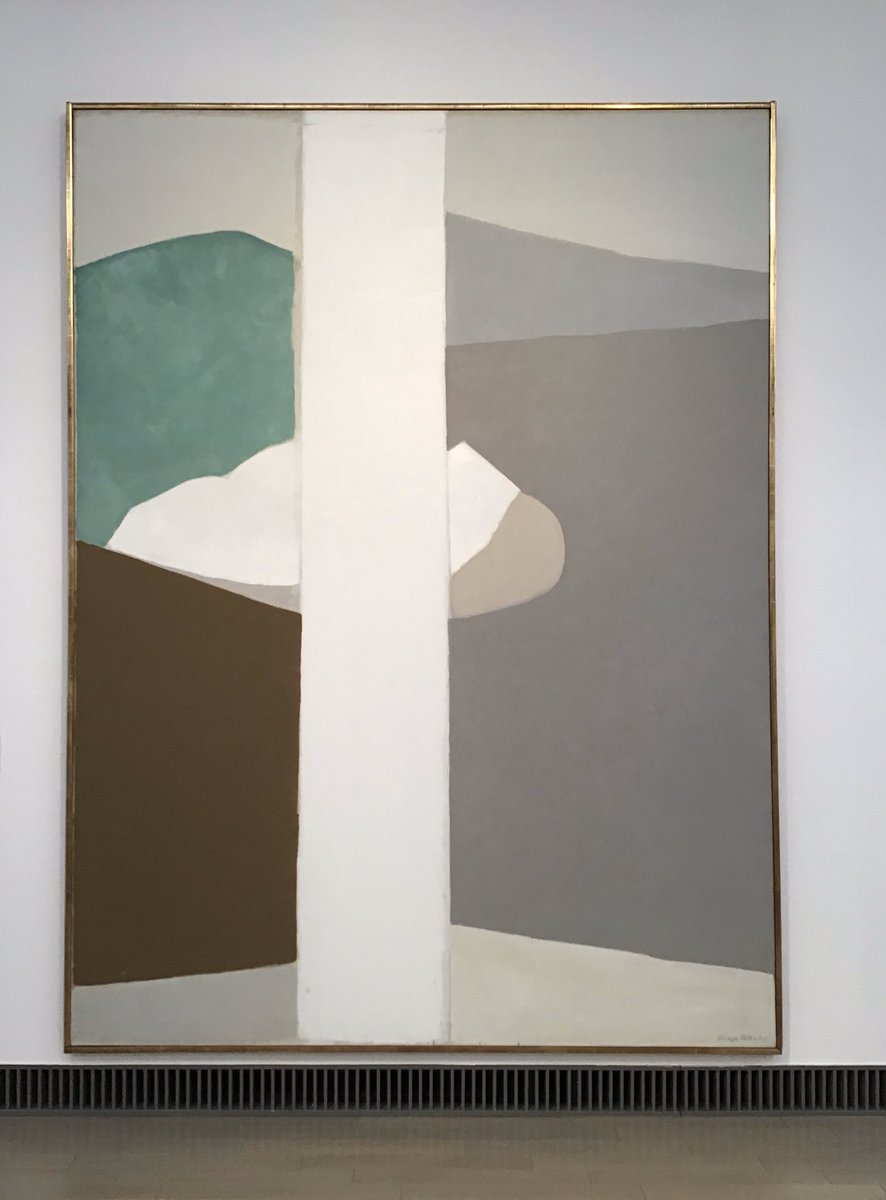 横浜美術館コレクション展。岡田謙三。左画像、斜めの線で雨脚を描いた