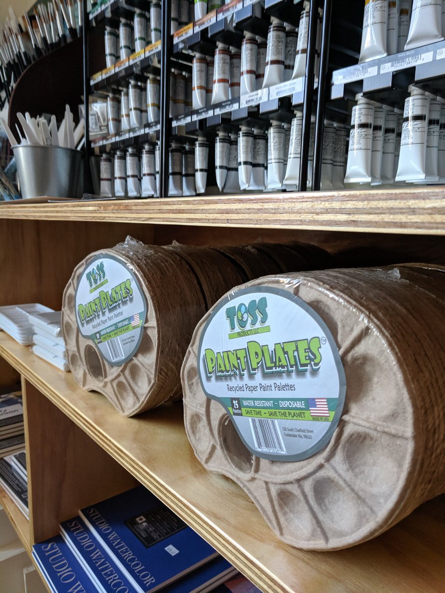 PaintPlates's tweet photo. Great News! We're excited to announce that Paint Plates recycled paper palettes are now available at Tokki Art Supply, 115 W Steuben St, in Bingen, WA.  (360) 818-4359. 

#ecoartsupplies  #recycledpaperpalettes #paintplates #tokkiartsupply https://t.co/8yNfNANlaH