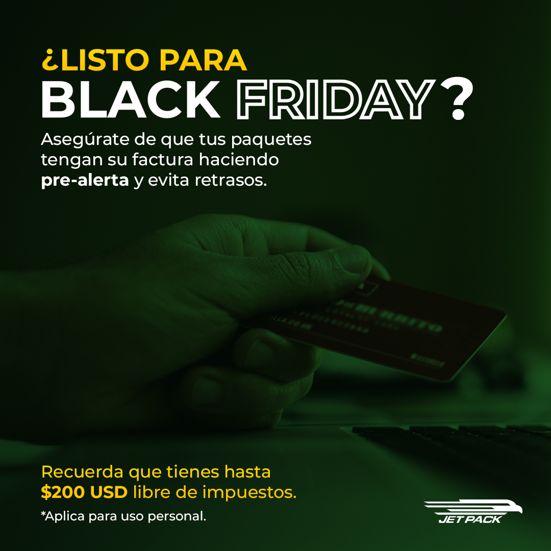 JetPackRD's tweet image. ¿Ya estás listo/a para realizar tus compras? 🛒🛍Recuerda hacer PRE-ALERTA para evitar retrasos por falta de factura. 📦 #JetPackCourier #BlackFridayJetPack #BlackFriday