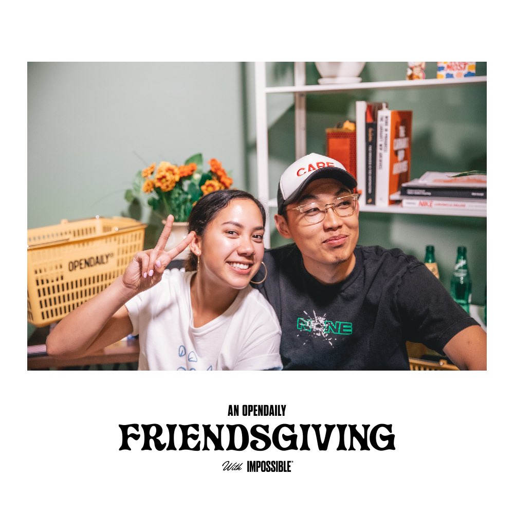 opendaily_'s tweet photo. Opened up our studio to a few of the people who have been showing us love since day 1. Thanks to @ImpossibleFoods for supplying us with the goods to cook up a proper spread for our Friendsgiving 🌻 #cookimpossible #impossiblefoods #impossibleburger #impossiblesquad https://t.co/oBSCYQV9ev