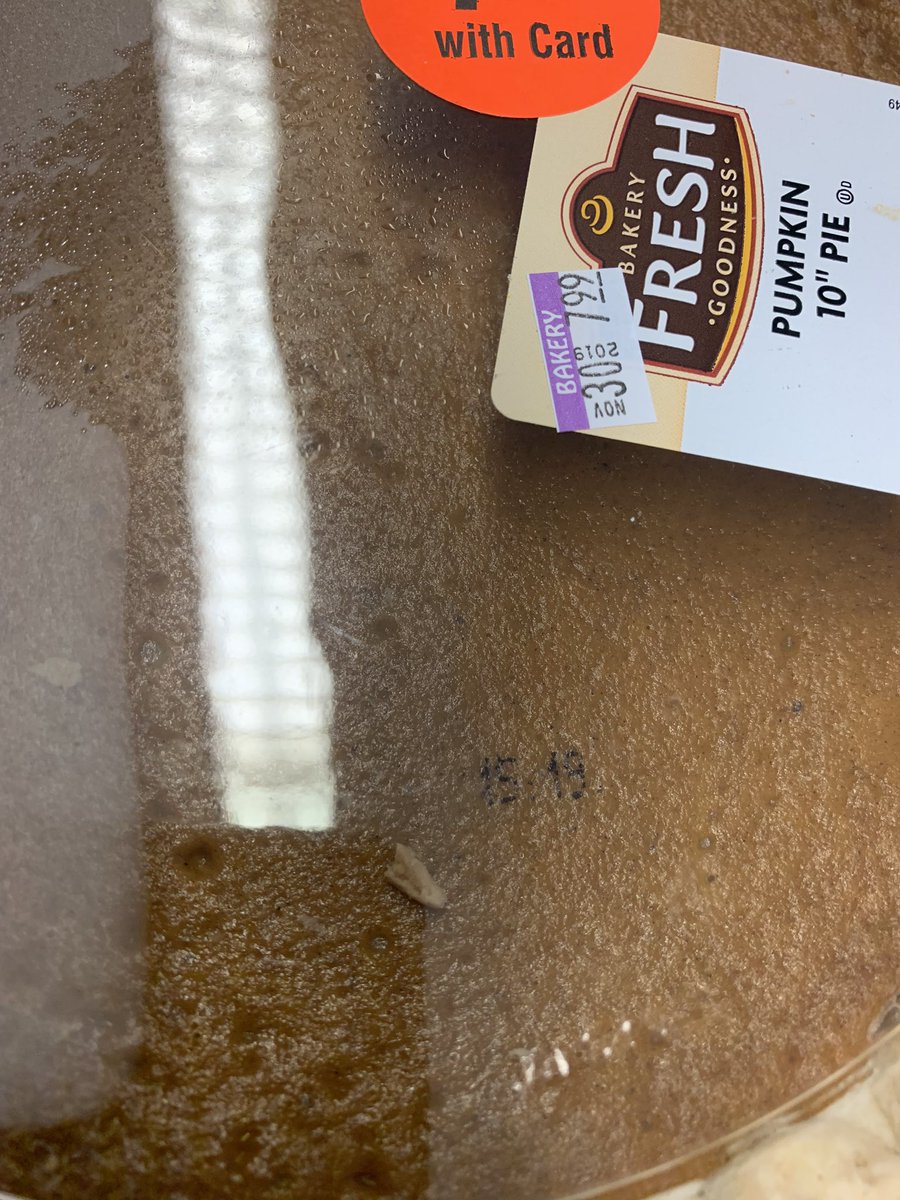 Nadams10's tweet photo. Hey @kroger why was there a datestamp on the actual pie that I bought?? https://t.co/uxSmUzv8wY