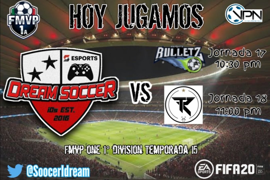 SoccerIdream's tweet photo. Comienza la segunda vuelta de la liga, tuvimos bajas pero gente nueva se a incorporado para esta media temporada, a revertir esto🙌🏼⚽
#ForzaiDs #SiempreUnidos #FMVP #1raDiv #ProClubs #VPN #eSports #FIFA20 https://t.co/kfAb7jVUA5