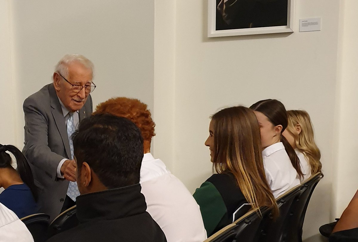 JanelleKirkman's tweet photo. Humbled and inspired today by the words of 99 year old Holocaust survivor, Eddie Jaku. A visit to @SydJewishMuseum with Year 12 students. #hscmodern #Holocausteducation #historyteacher https://t.co/cTaE0bLbeK