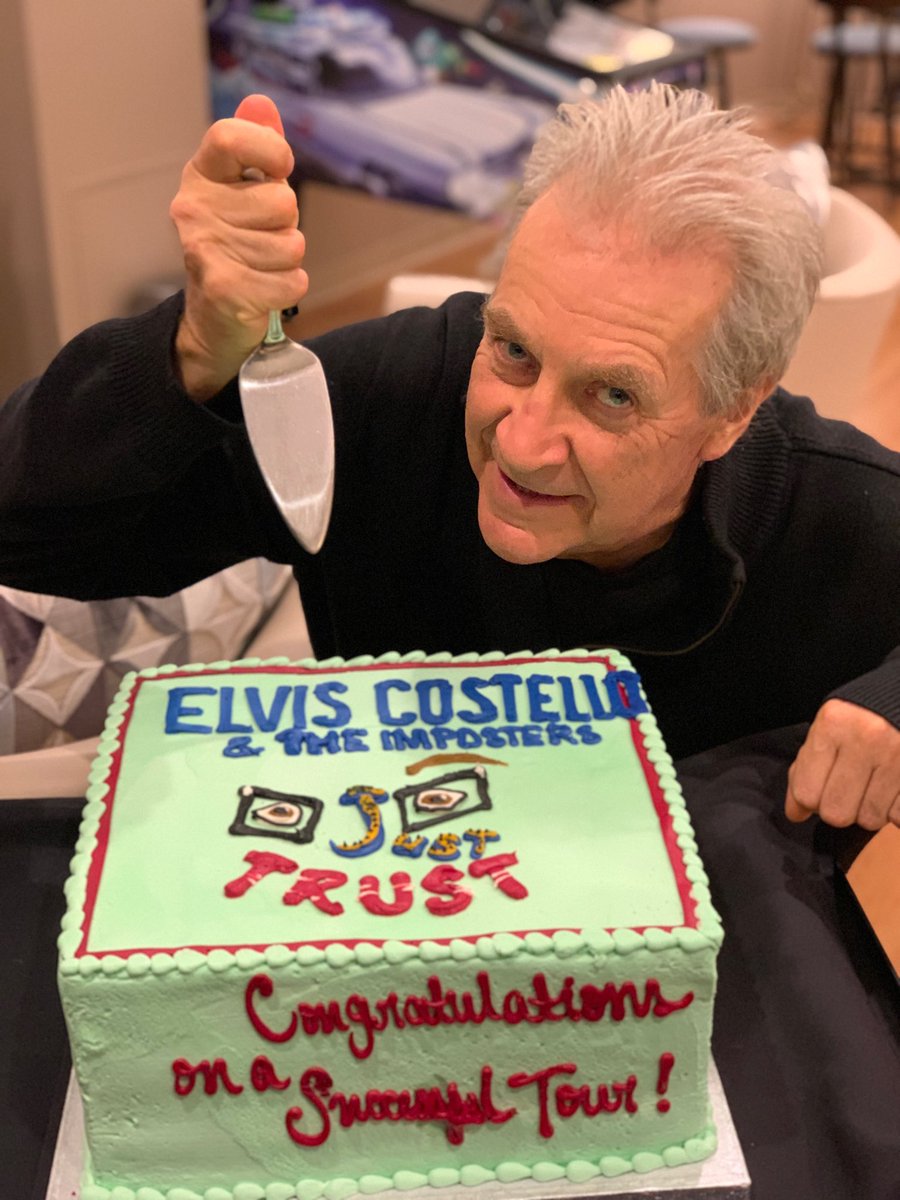 Last night of #justtrustusa2019 in Milwaukee. Thanks to the happy few who attended. I think we have a slice of cake for each and every one of you. Thanks also go to Robbie, Toast and all our crew, drivers and hosts. Until the next time. E.C. &amp; The Imposters, Kitten and Briana