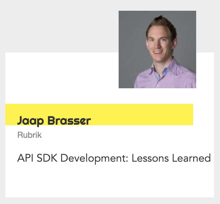 APItheDocs's tweet photo. How to strategize #SDK development against an ever-changing #API?
@Jaap_Brasser from @rubrikInc shares their lessons learned. Join the #APIdocs track of #APIdays Paris on 10 December and learn how SDKs help make #developerexperince seamless.
https://t.co/tCJS5bLq8u
#APItheDocs https://t.co/QlGp4xaMiq