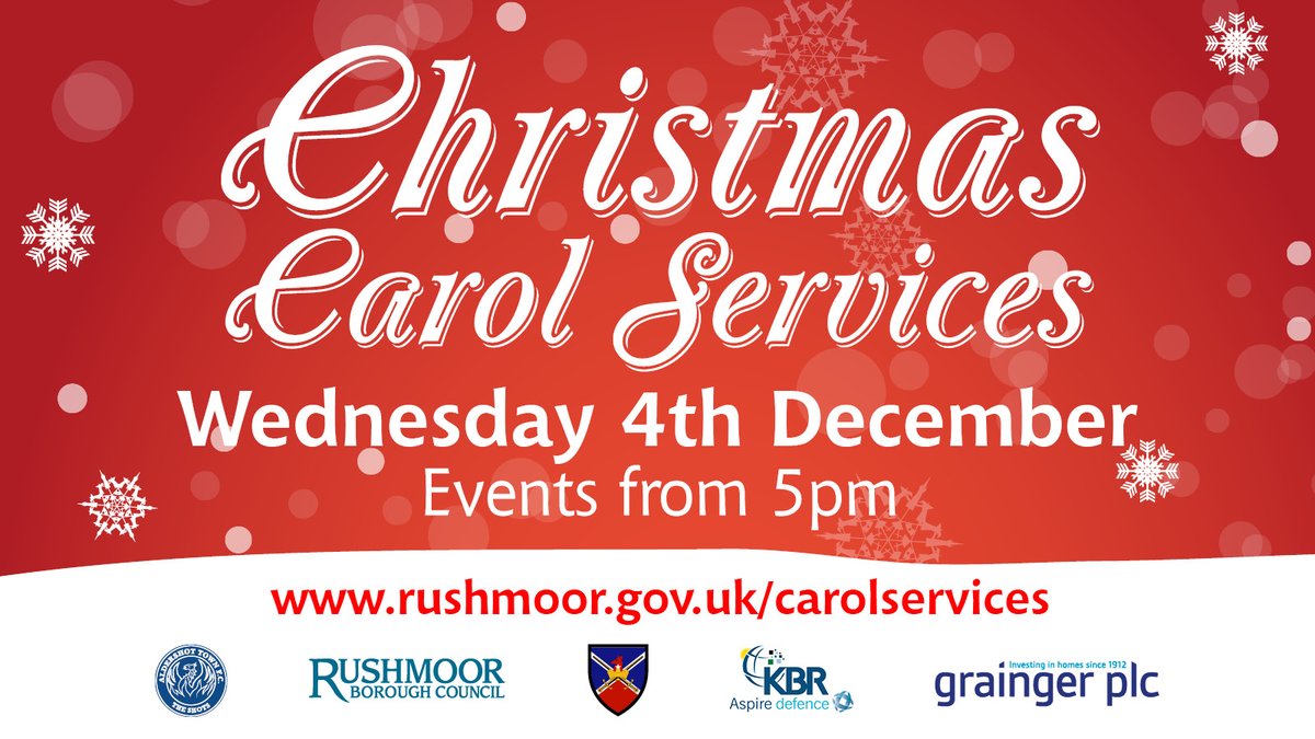 Make a December date in your diary now! Christmas Carol Services featuring children from local schools. The free event also includes a Christmas market & fireworks display. More details rushmoor.gov.uk/carolservice