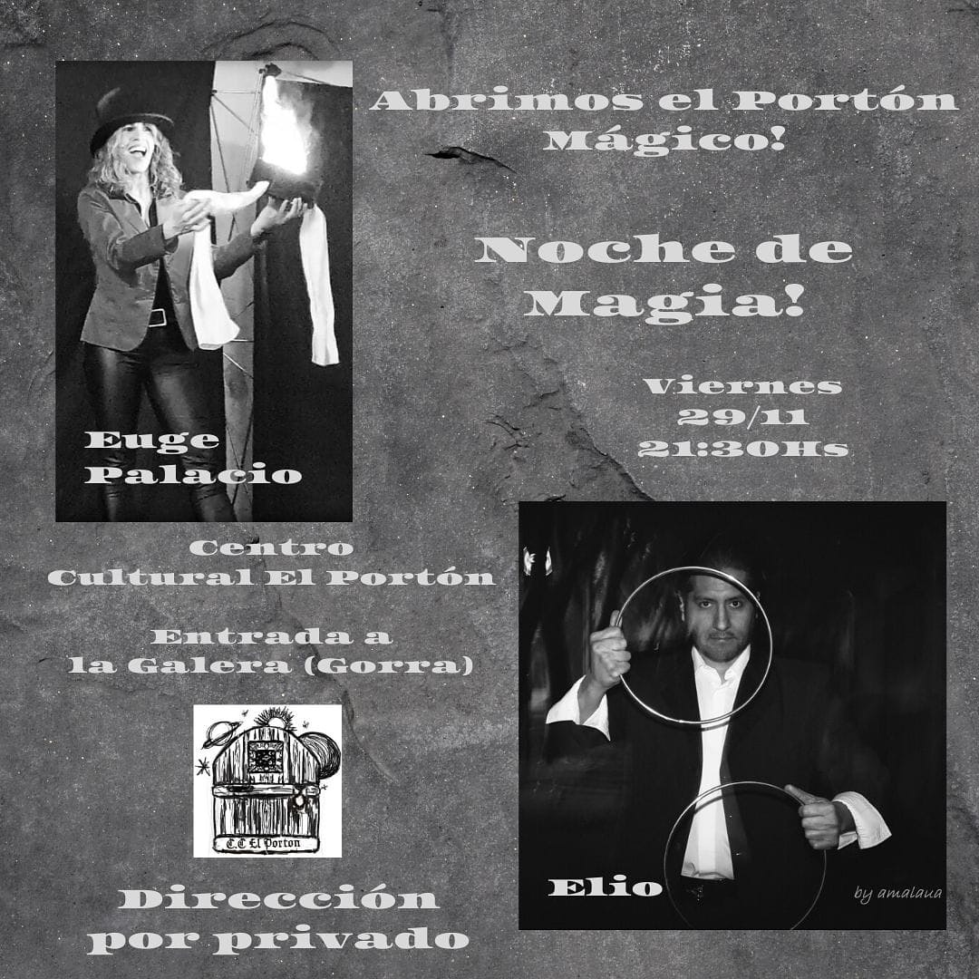 EugeMagia's tweet photo. El viernes 29/11 a las 21:30 hs, noche de Magia en El Porton Caballito, estan todos invitados!
Show a la gorra.
.
.
#showtime #showdemagia #felamemagician #magasargentinas #ilusión #magiadeescena #magia #magiadebar #caballito #buenosaires #eventos @eugepalaciomagia https://t.co/ZczQkkKx4u
