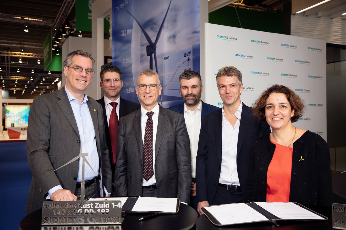 SiemensGamesa's tweet photo. Customer @VattenfallGroup and Siemens Gamesa conditionally extend Hollandse Kust Zuid turbine supply to cover the entire HKZ zone. Approx. 140 SG DD 193 offshore wind turbines, now with the ability to reach a capacity of 11 MW, are expected to be deployed.
https://t.co/Y4wtnMyozp https://t.co/rCVj7vkuKE
