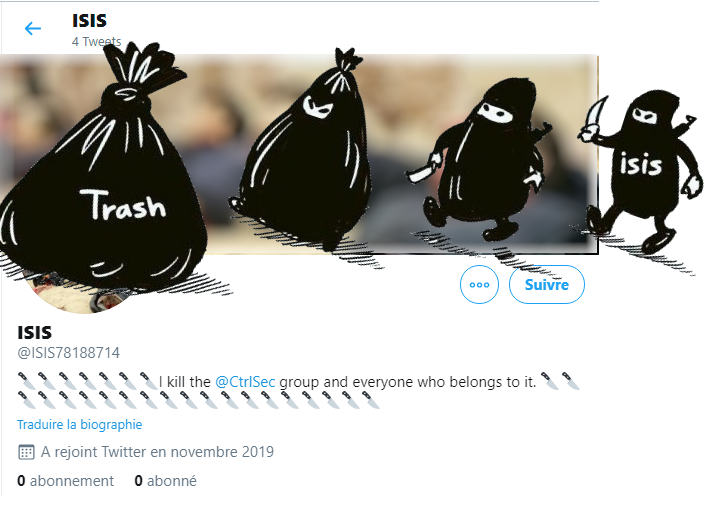 Ctrlsec_FR's tweet photo. Encore un #daeshbag 💩qui voudrait nous faire peur !
Direction poubelle pour ce déchet >>> 🚮
⚠️ ATTENTION: Contenu choquant ⚠️
🎯 https://t.co/AHGt7Vv7ct
🆔 https://t.co/OdgBAhGvHk
@TwitterSupport @TwitterSupport @TwitterSafety
#OpIceISIS https://t.co/JPx2oTVzpk