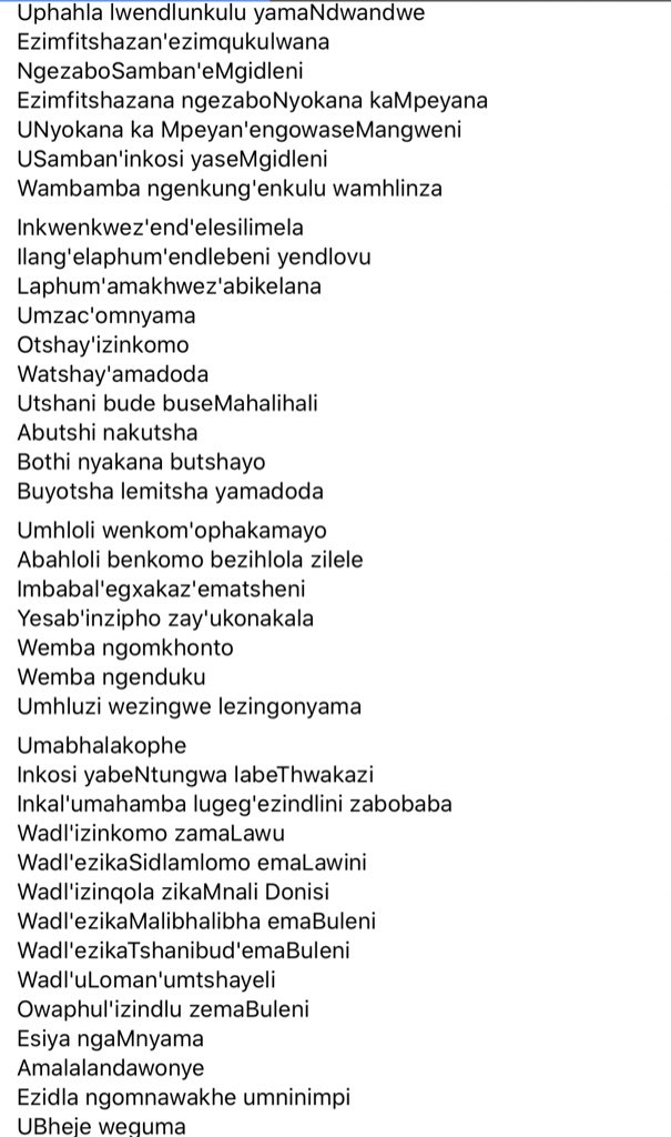 Below are the praises of my Great King....... NDABEZITHA 