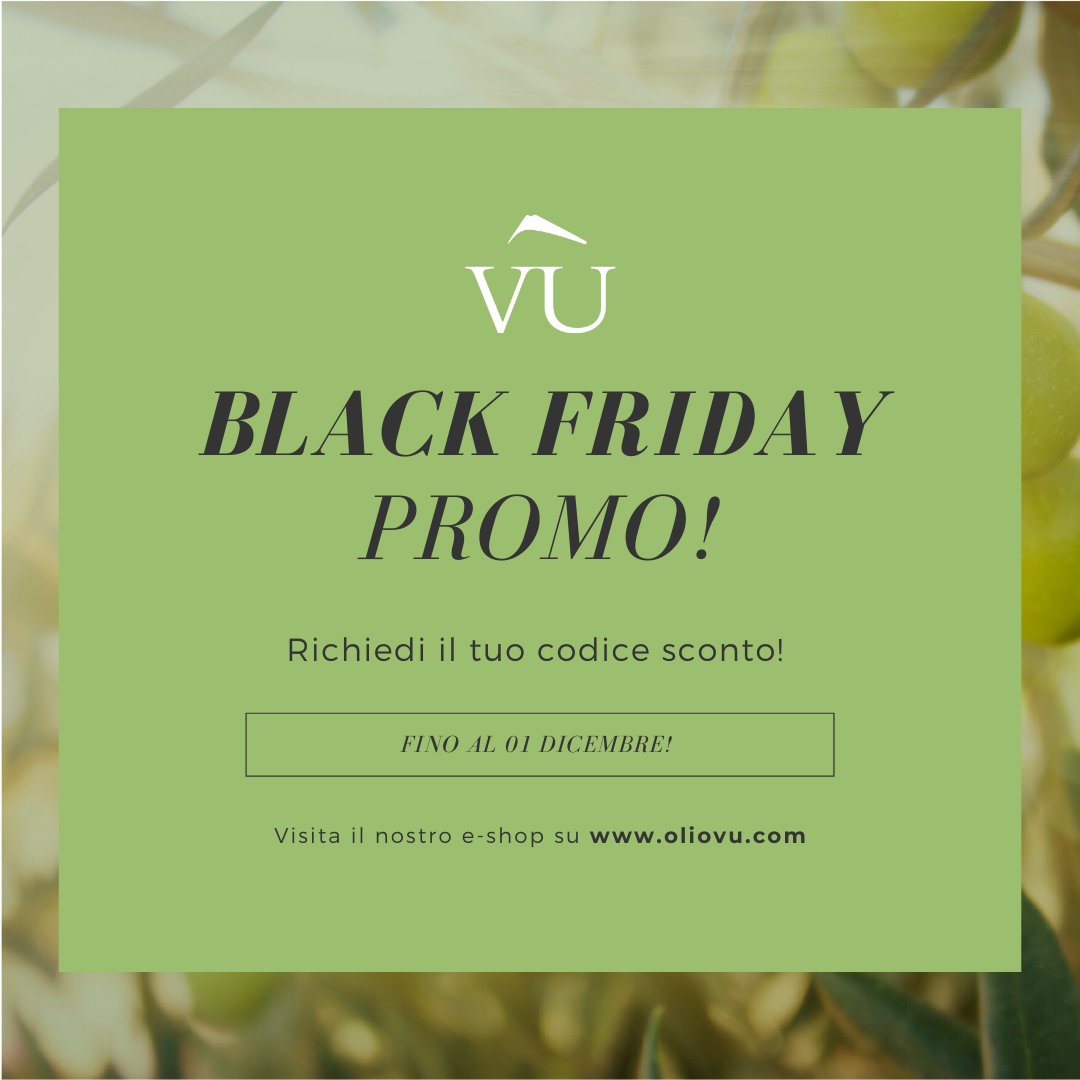 Il #BlackFriday è arrivato anche per i Frantoiani del Vùlture con offerte imperdibili! Vuoi acquistare Olio Vù in sconto e con spedizione gratuita? Richiedi subito il codice sconto 🌿
#extravirgin #oliveoil #premiumquality #madeinitaly