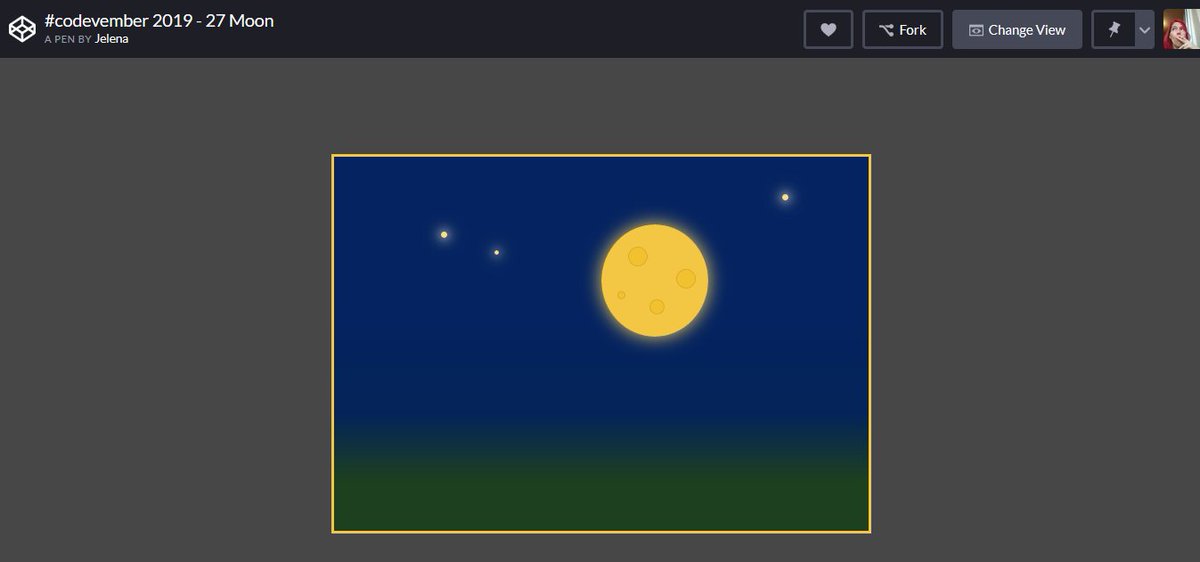 sunjalicaskita's tweet image. #codevember 2019 - 27 Moon codepen.io/mali_mis/pen/b… via @CodePen