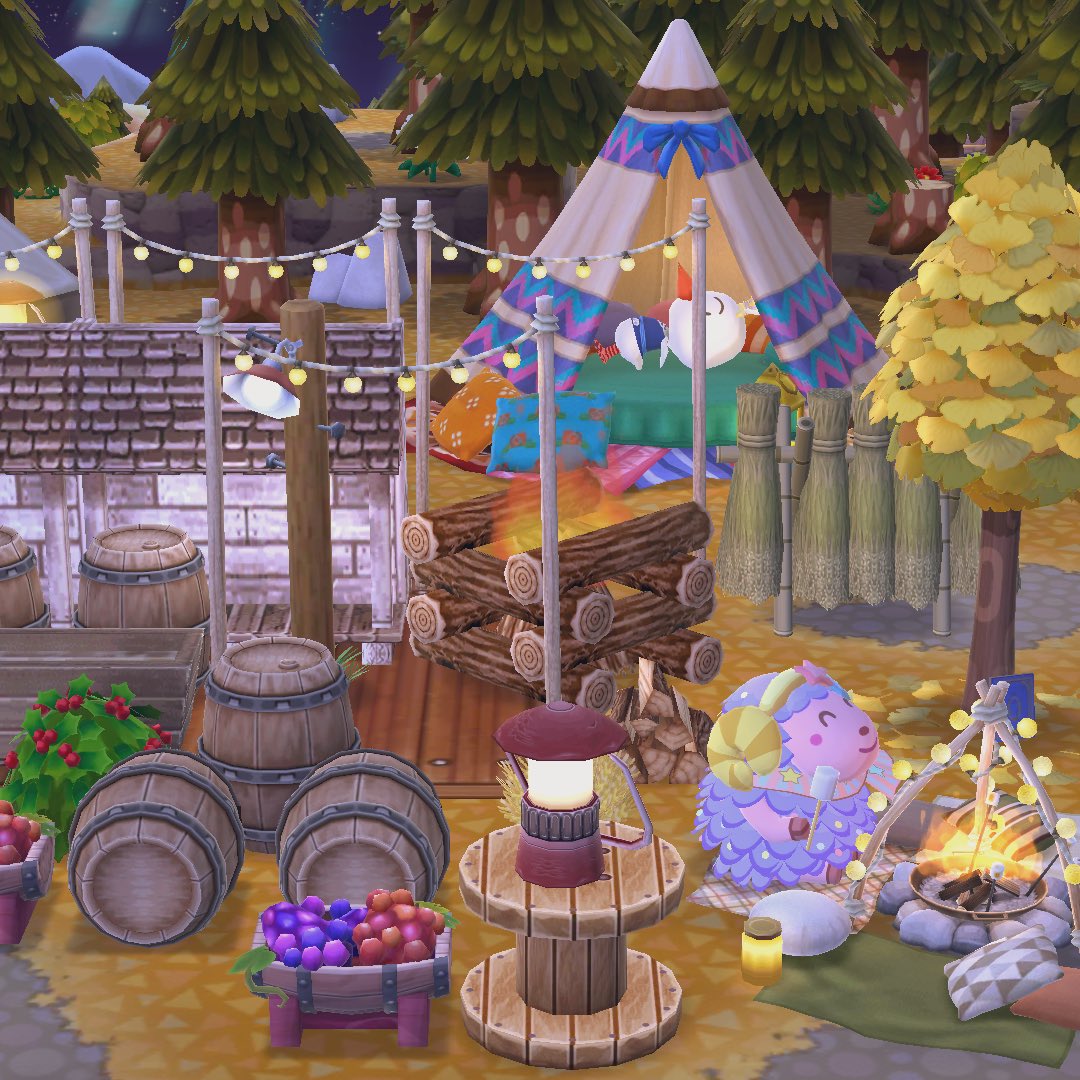 oatmeal_b's tweet photo. #ポケ森　#ポケ森もようが��　最近忙しくて久しぶりのもようがえ。Twitterの使い方既に忘れてるし。ガーランドライト好きだわ〜 カントリー調にしてみました。 https://t.co/cw0GMuL3IL