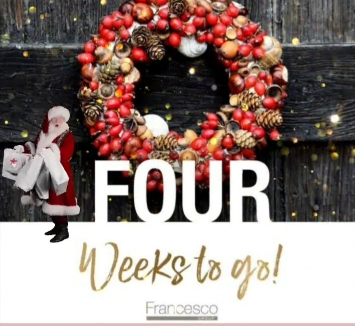 FrancescoWinton's tweet photo. #4weekstogo #christmascountdown #Christmas #francescogroupwinton https://t.co/5y3jnXJnoQ