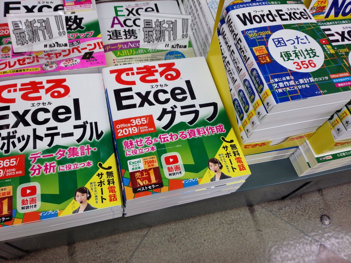 書泉ブックタワーコンピュータ書 短縮営業中 11 00 00 على تويتر 11 27新刊 できるexcelグラフ Office 365 19 16 13対応 魅せる 伝わる資料作成に役立つ本 インプレス 978 4 295 7 きたみあきこ できるシリーズ編集部 著 Excel 棚にて展開