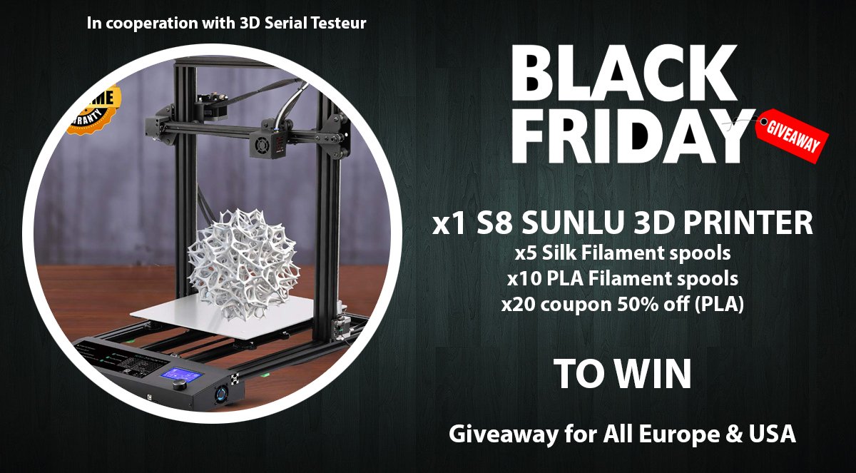 3DSerialTesteur's tweet photo. New giveaway !
1 Sunlu 3D Printer to Win :)
1 Imprimante 3D Sunlu à gagner !

To participate / Lien de participation :
https://t.co/ZhpZVwBKrG https://t.co/Ma8zS9zvLi