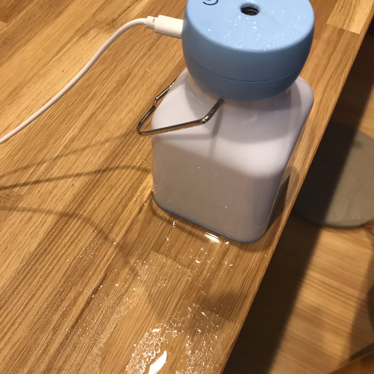 前に可愛いって言ってた100均のミニ加湿器だけど 使ってたら周りがビッシャビシャ 魚田コットン こっさん のイラスト