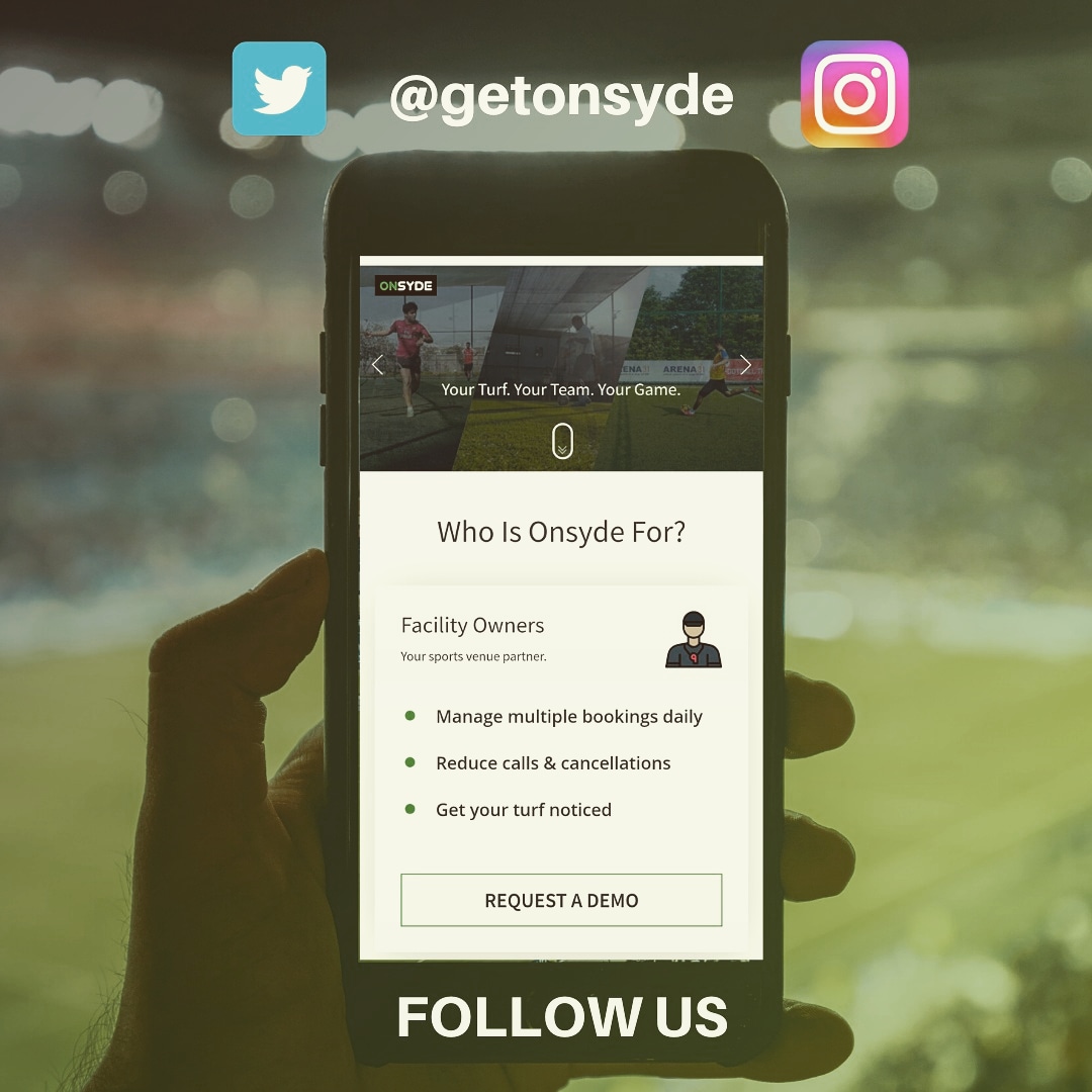 getonsyde's tweet photo. We've changed our username. We are also launching very soon. Check us out at https://t.co/8nETe8ik4l
#getonsyde #turfbooking #Mumbai https://t.co/PxO3isiPcE