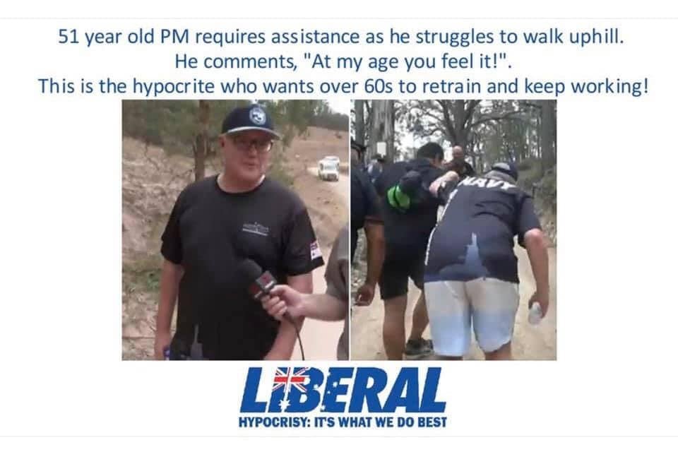 davrosz's tweet photo. Is it just me or does Scott Morrison look like he has done an Engadine again, here? https://t.co/8Z6BOPDtI4