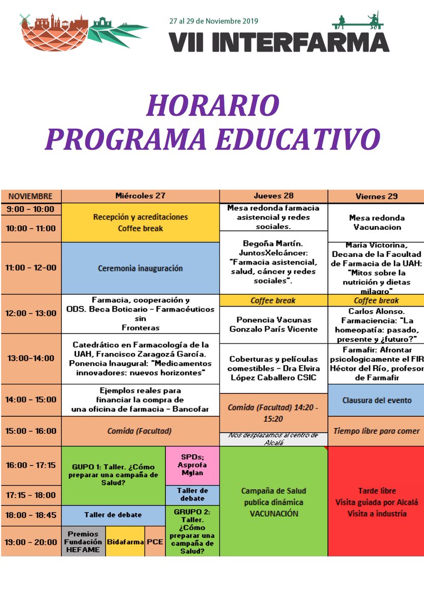 asprofa's tweet photo. 📅 Hoy comienza, en la Facultad d Farmacia d la Universidad d Alcalá de Henares @UAHes, el #VII_INTERFARMA organizado por @FEEF_SPAIN en el q #ASPROFA será colaborador y su Presidente, Baltasar Pons @bpt1111, impartirá el taller d #SPD de la mano de @MylanNews
#FEEF_IF19 #IF19 https://t.co/lVq0ZkZWDt