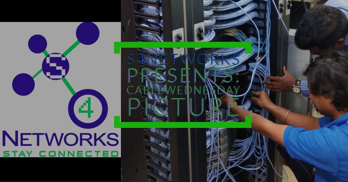 S4Networks's tweet photo. It’s our #cablewednesday in the #siliconcity tech park
with our #NetworkAdmin
@cisco_in #s4networks & #s4teamwork https://t.co/l1tVL3pYQu
