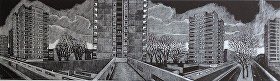Louise Hayward takes her inspiration from the brutalist architecture of inner London. Her intricate work perfectly captures the brutalist style. She is our Artist in Focus until Dec 15th #printmaking #engraving #reliefprint #architecture #London #artistinfocus @LouiseMHayward