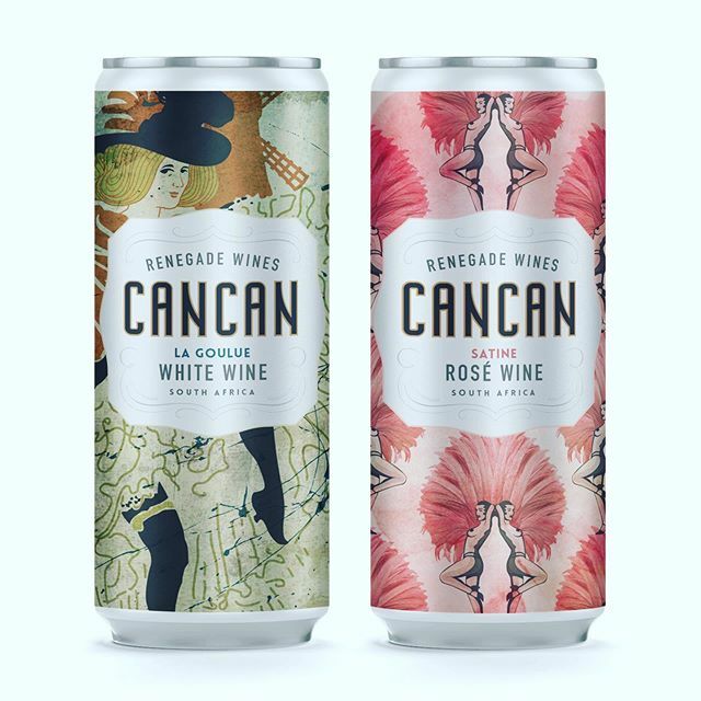New wine in a can packaging by <a href="/haumannsmal/">Haumann Smal Design</a> for @cancan_wine The packaging pays homage to cabaret and some well-known performers. #haumannsmal #cancanwines #packagingdesign #illustrations #cabaret #dance #satine #lagoule #cheninblanc #rosé #southafrica #… ift.tt/35GJjQC