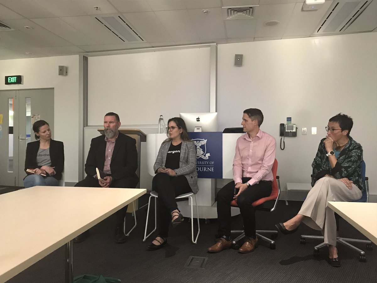 JMPaters's tweet photo. What is trustworthy AI? Exploring the tricky and real questions: InfoXchange, Seek, Sargon and AI thinker extraordinaire @vdignum plus UoM @tmiller_unimelb https://t.co/hVKfLe5vzq