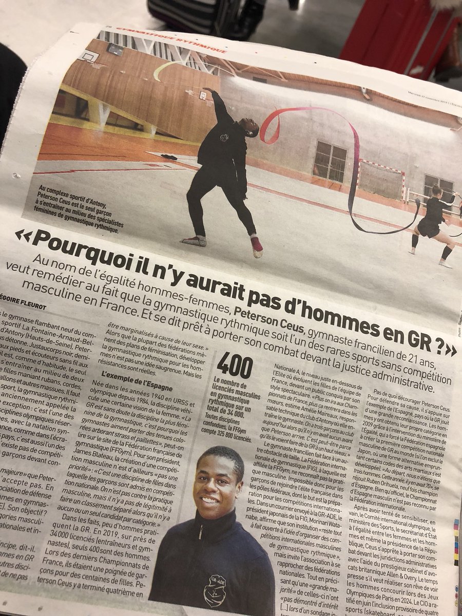 Et oui pourquoi il n’y aurait pas d’hommes en GR ? Il faut faire évoluer toutes ses institutions sportives passéistes ! Bravo Mr Peterson Ceus pour votre combat ! #sport #hommes #Égalité