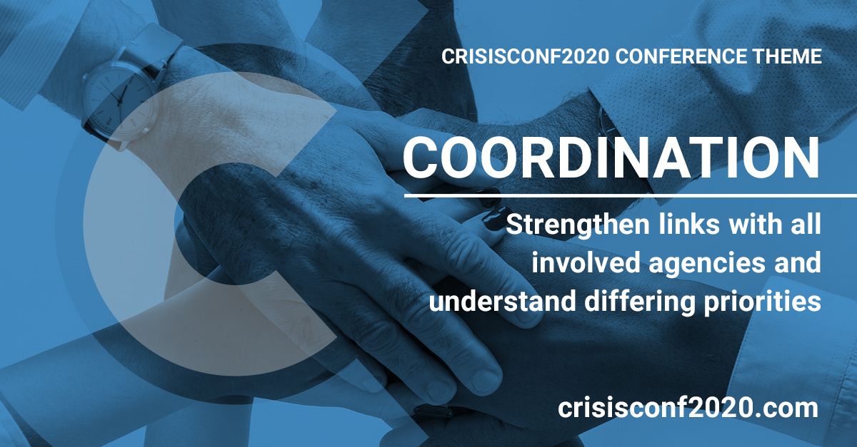 CrisisConf's tweet photo. Conference Themes - COORDINATION
Learn more about #CrisisConf2020 and book your place online with our early bird discount - Ends 30 November!
https://t.co/UQjz8L7Miw
#crisis #disaster #crisismanagement #crisiscommunications #aviation #cruise https://t.co/7cin4q1Bds