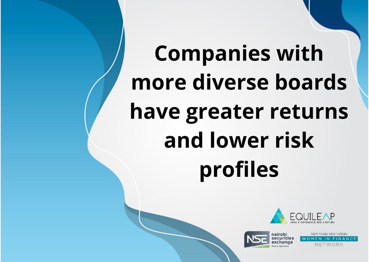 A @GenderEqualityKE Report on <a href="/NSE_PLC/">NSE PLC</a>  Listed Companies in #Kenya👉bit.ly/37mTawt 

#Africa #ESG #HR #risk #corpgov #diversity #inclusion #genderequality #GenerationEquality #data #research #genderlens #womeninleadership #impinv #impactinvesting #sustainability #SDGs