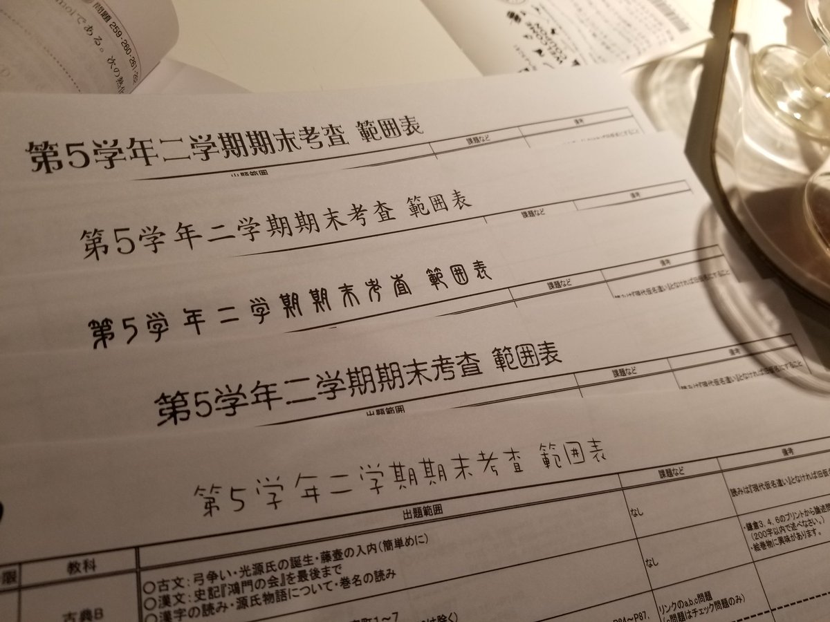 SION__TK's tweet photo. 範囲表フォント占い、お楽しみいただけたでしょうか、、、？🤭
運勢は写真の上から順に「テスト満点」「いつものテスト」「日本史が得意に」「なんか呪われそう」「宮様に怒られる」です。どの運勢だったか、コメントで教えてください✨ https://t.co/4ak3CfQbj7