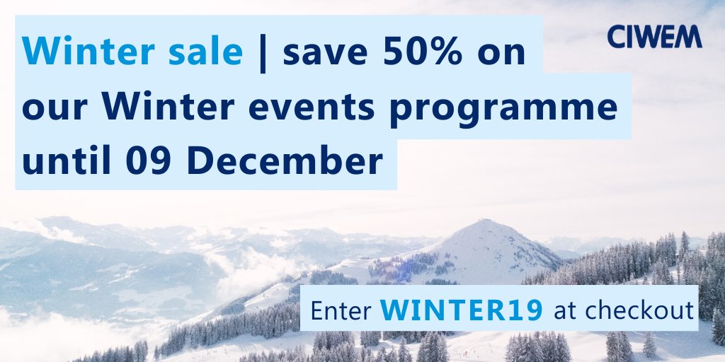 CIWEM's tweet image. Come along to our Emerging ideas in water emergency management conference on 11 December 2019. Our winter sale is now on and tickets are reduced by 50% or more! 
ow.ly/Z0WP50xldF0
#WhatABargain #SuperSavings #WinterisComing